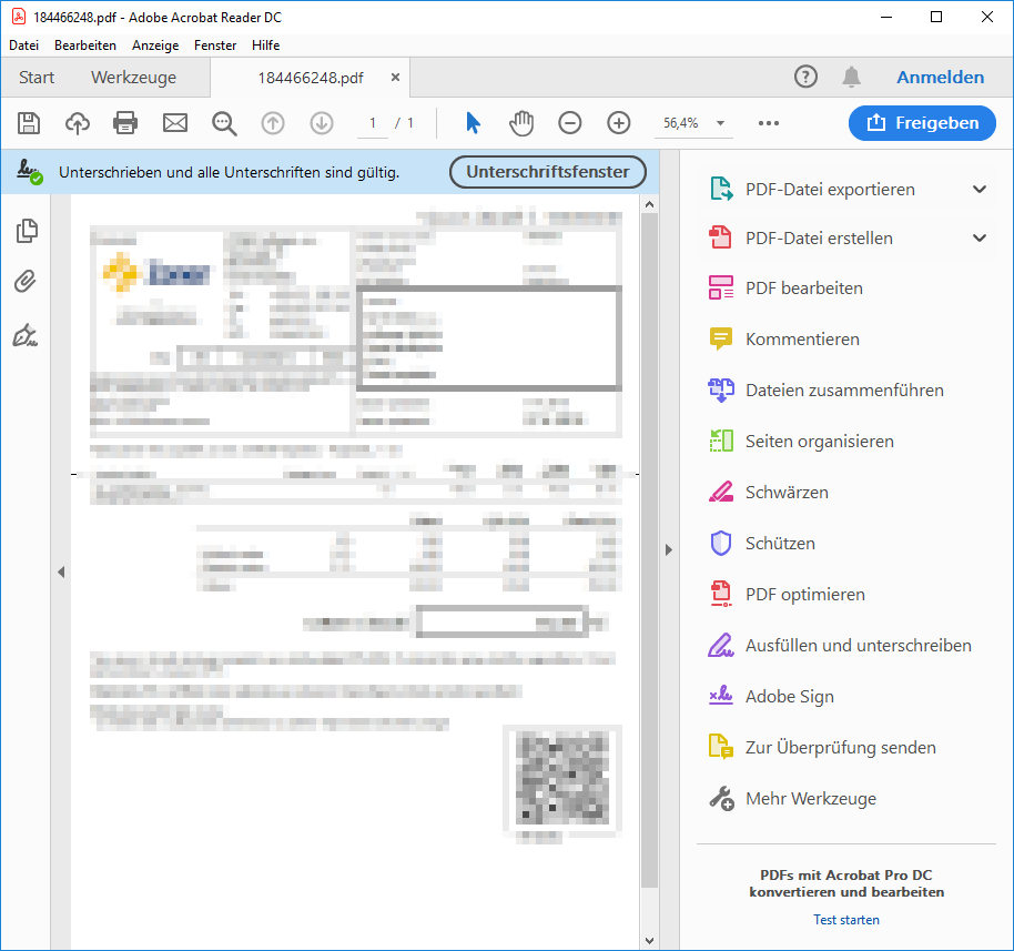 Signierung in Adobe Reader